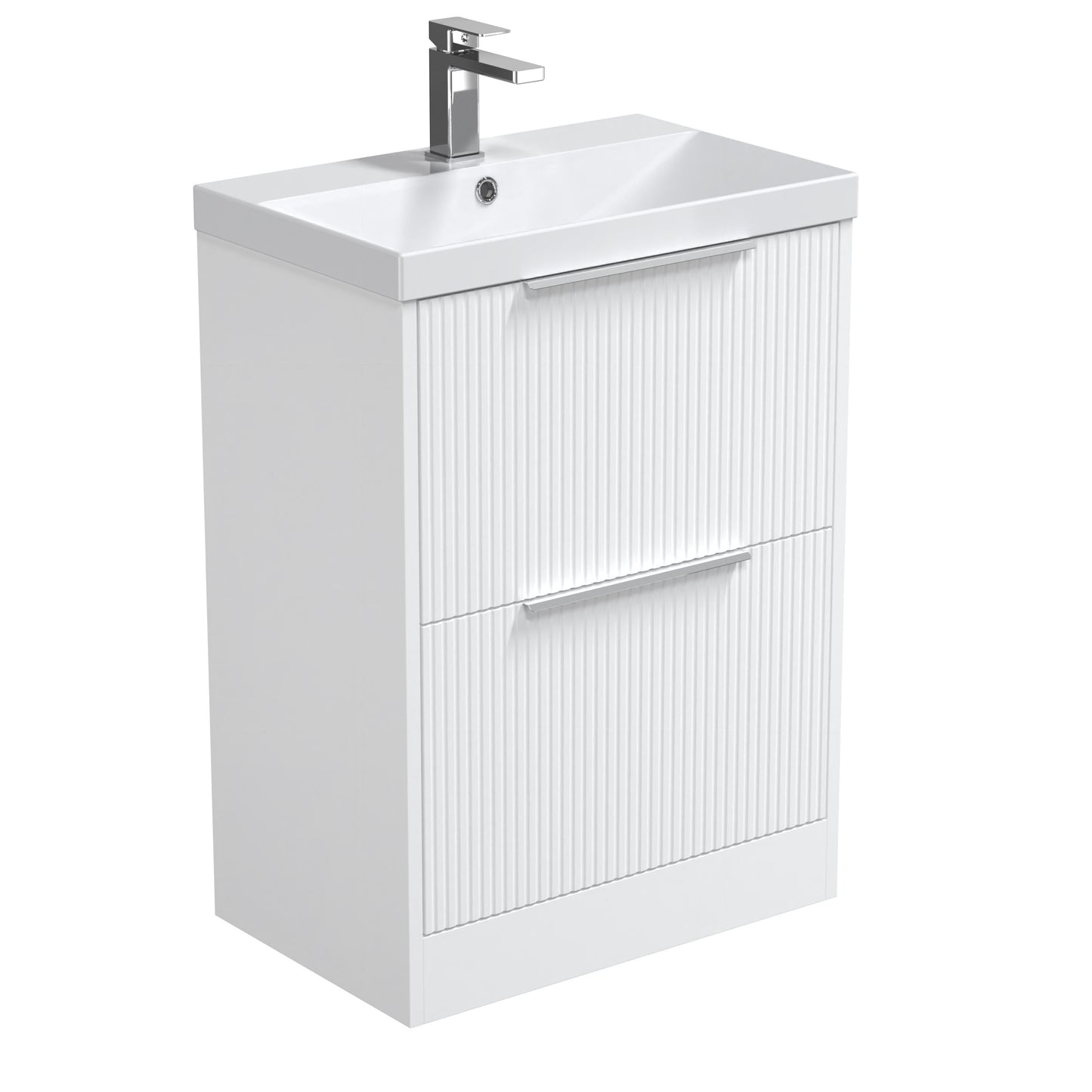 Nuie Halite Salona Waterproof Floor Standing 600mm 2 Drawer Satin White