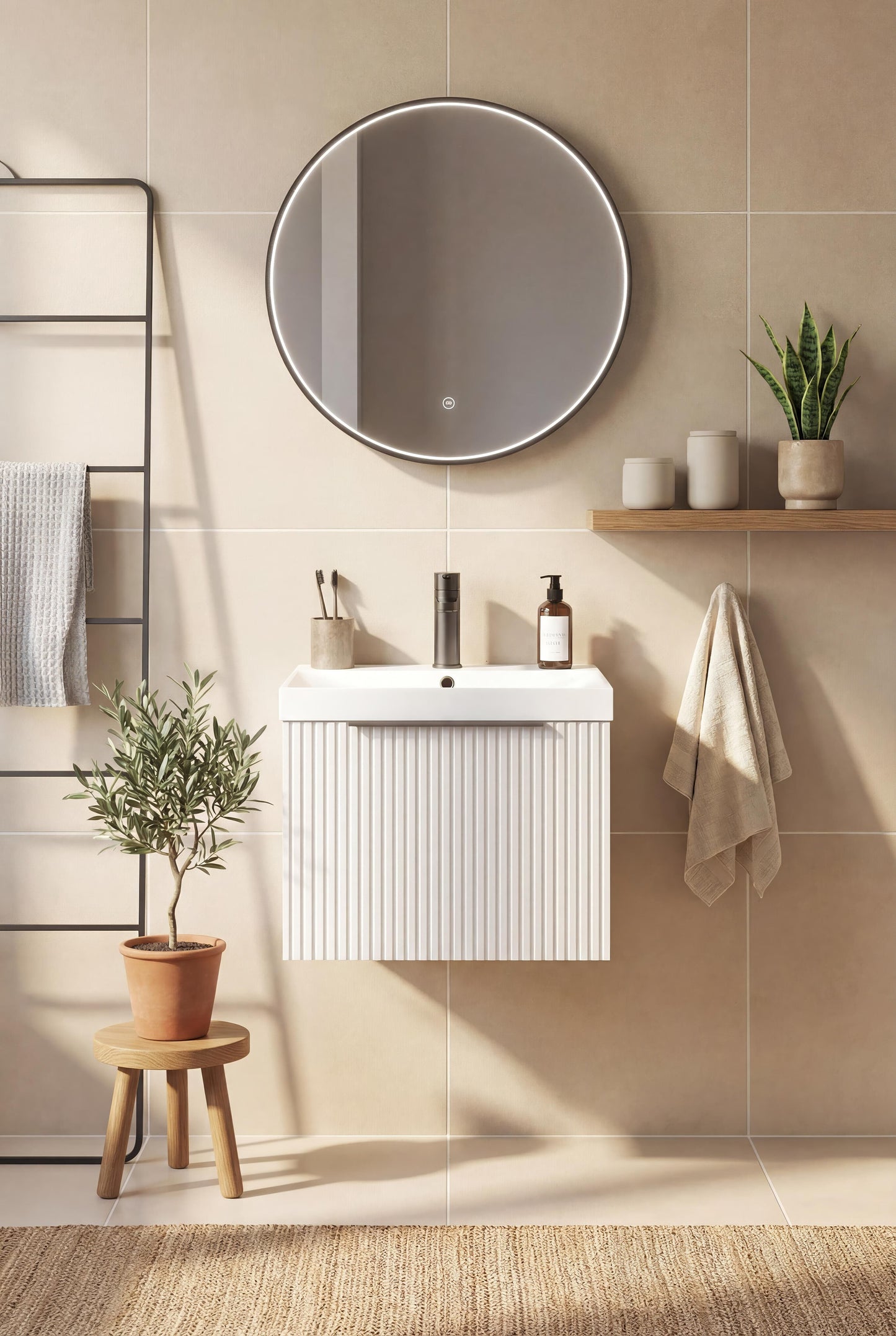 Nuie Halite Salona Waterproof Wall Hung 500/600mm 1 Drawer Satin White