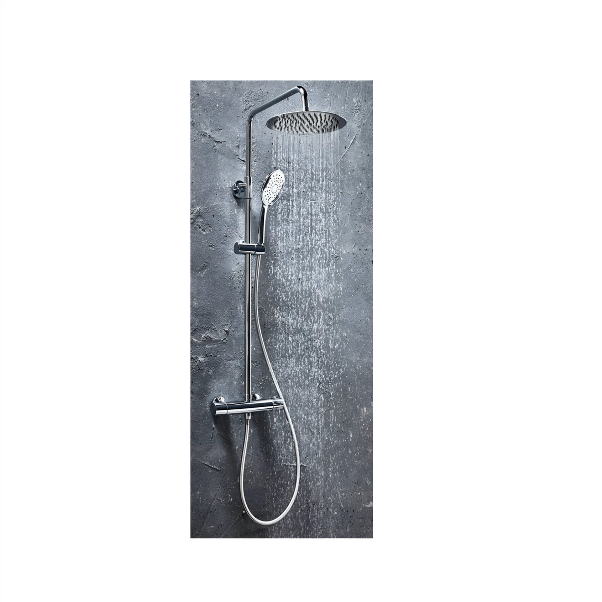 Scudo Messi Chrome Round Cool Touch Rigid Riser Shower
