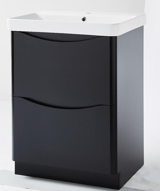 Nevis Black 500/600mm Floor Standing Basin/Unit