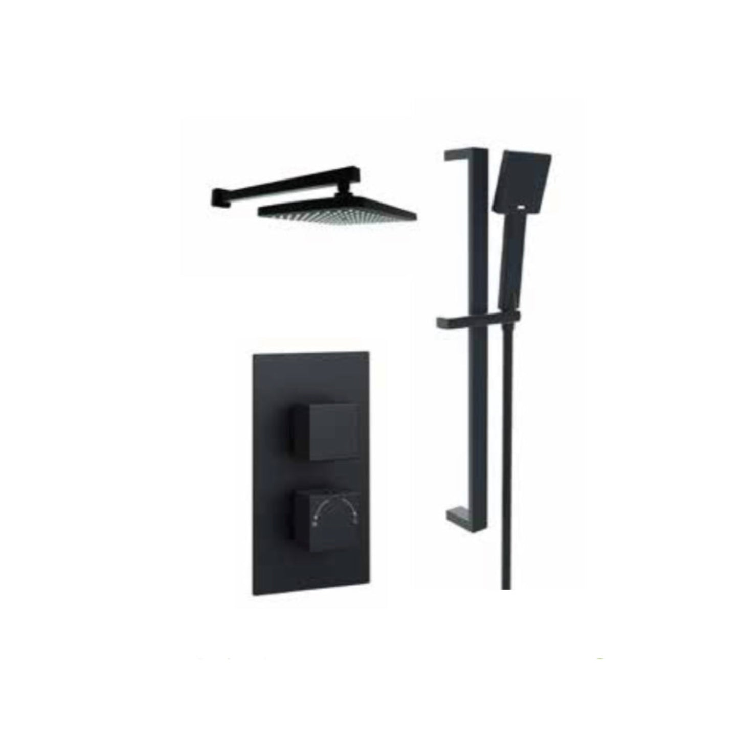 Nero Round Option 4 Thermostatic Concealed Shower with Adjustable Slide Rail kit and Fixed Overhead Drencher