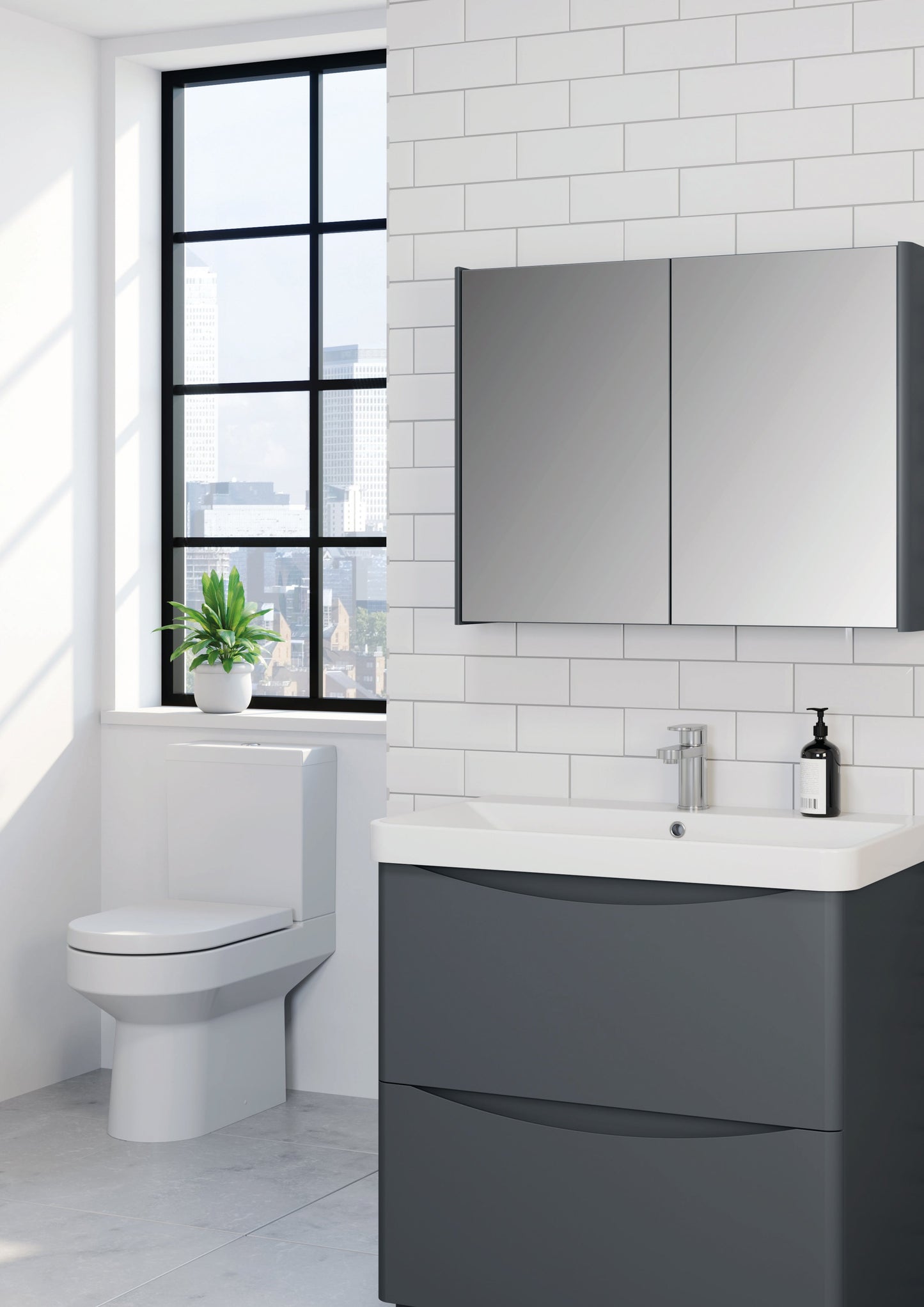 Arc Matt Graphite Floor Standing Basin/Unit