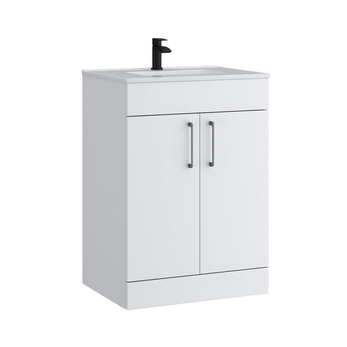 K Vit Dove 500/600mm Floor Standing 2 Door Unit & Ceramic Basin Matt White