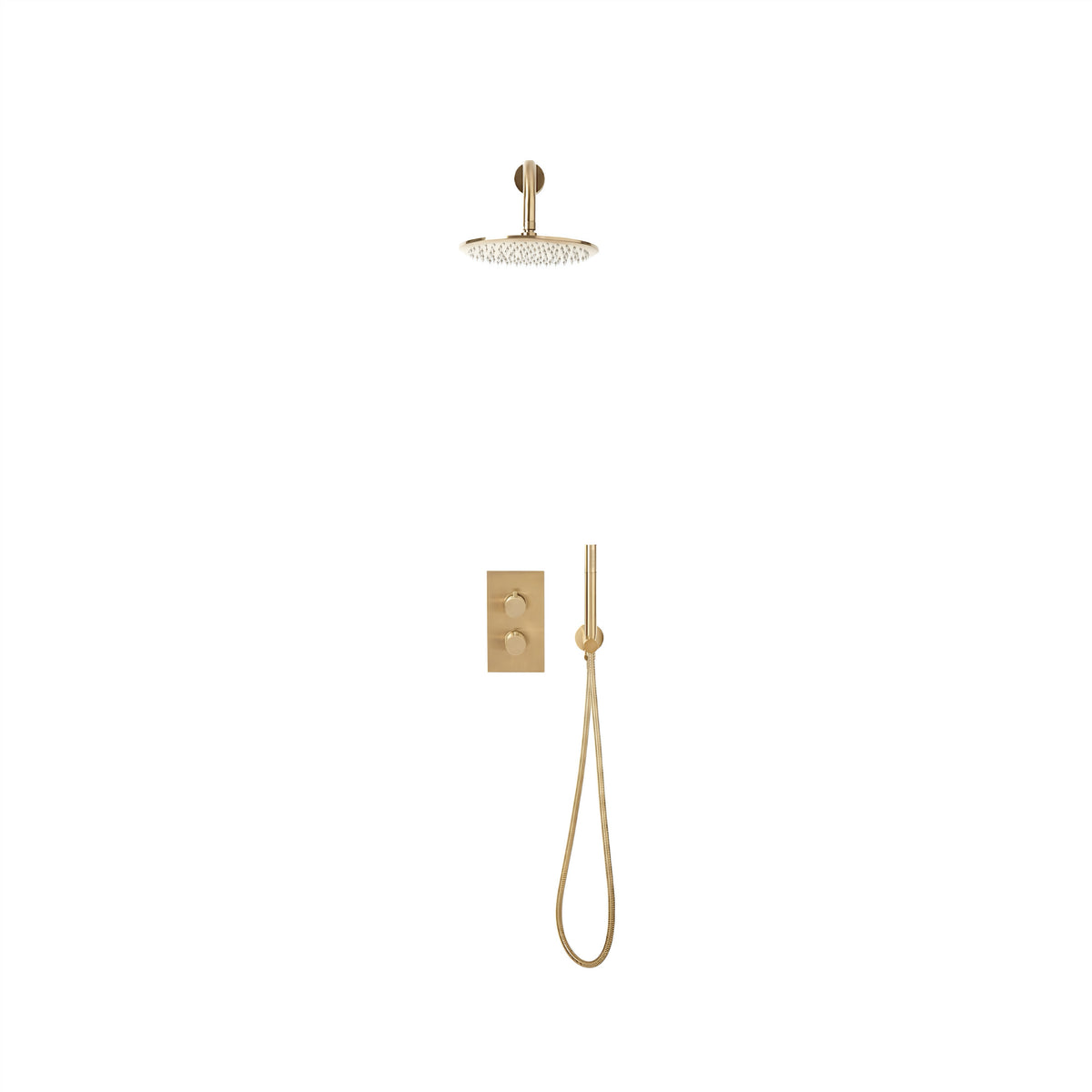 Scudo Core Brushed Brass Round Handle, Handset & Bracket