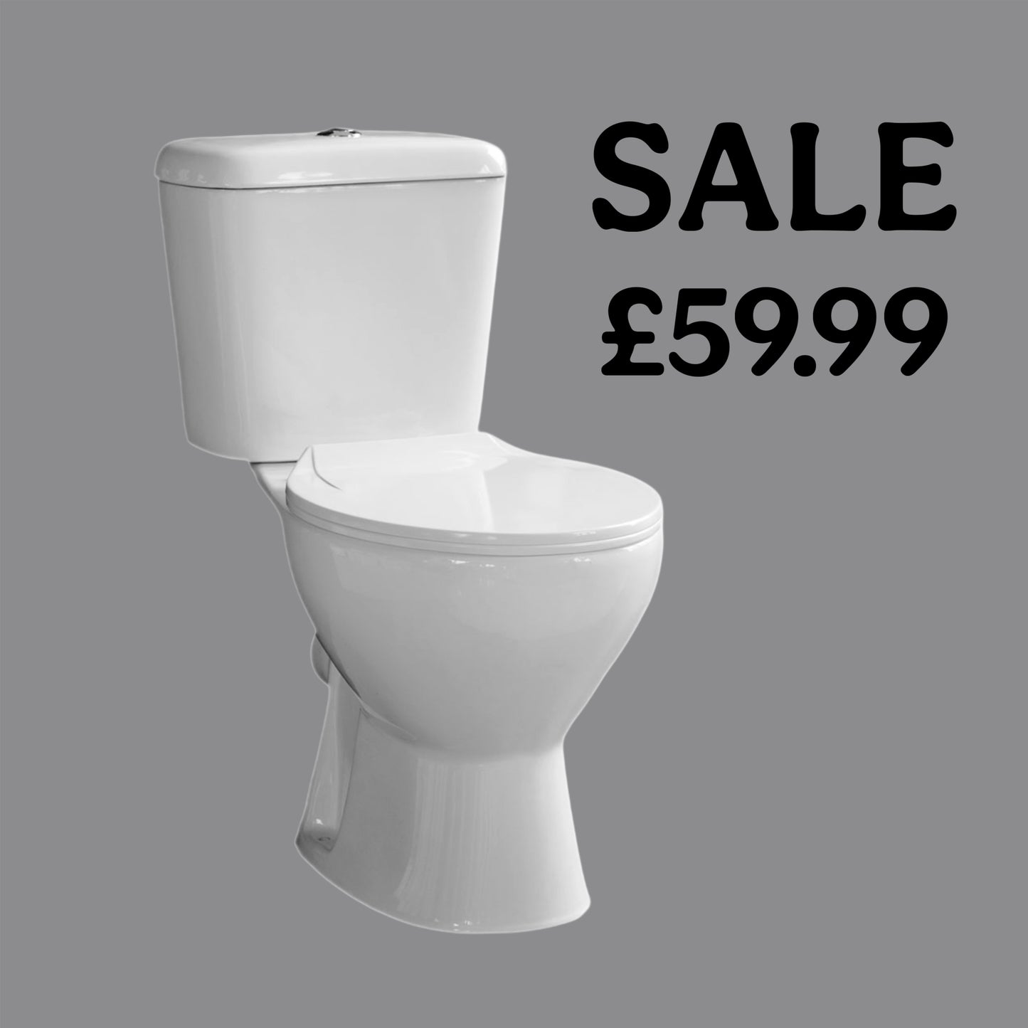 Alpha Rimless Standard Round Open Back Toilet Pan, Cistern with Soft Close Seat