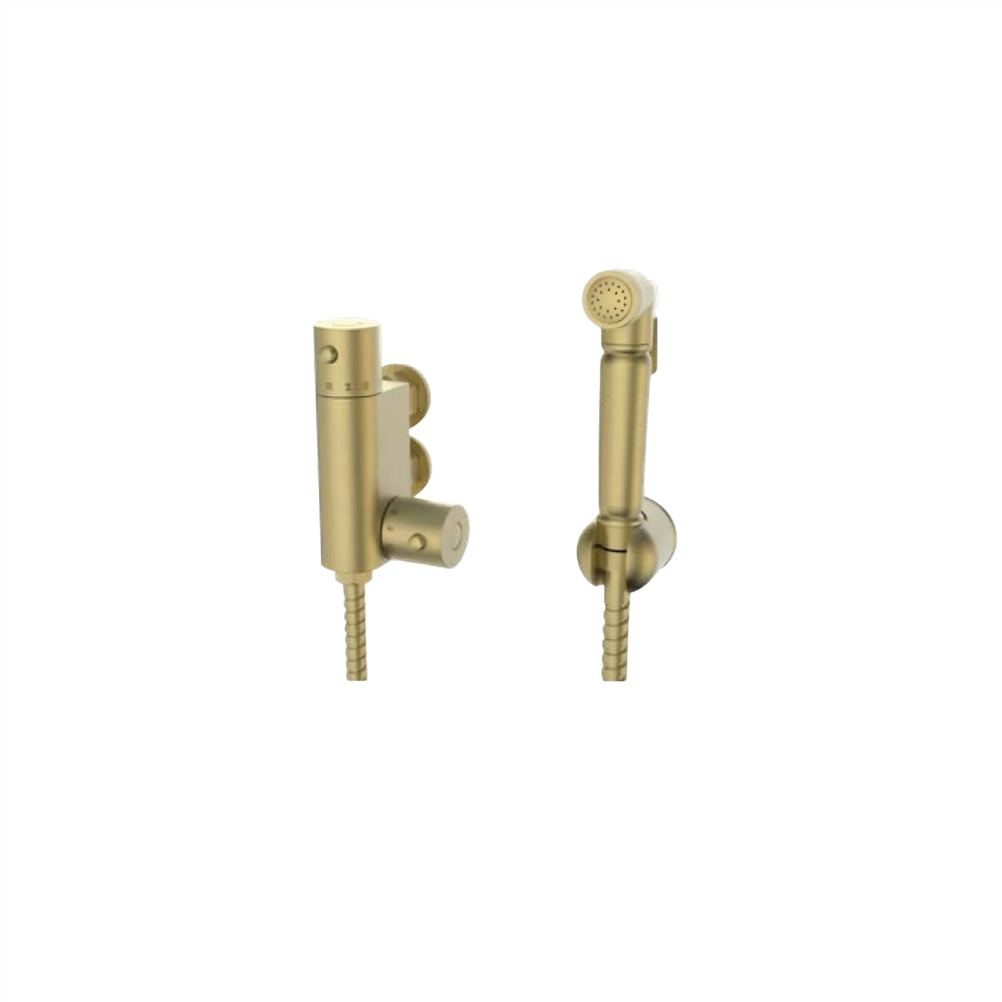 K Vit Brushed Brass Douche Thermostatic Mixing Valve and Brass Spray Head