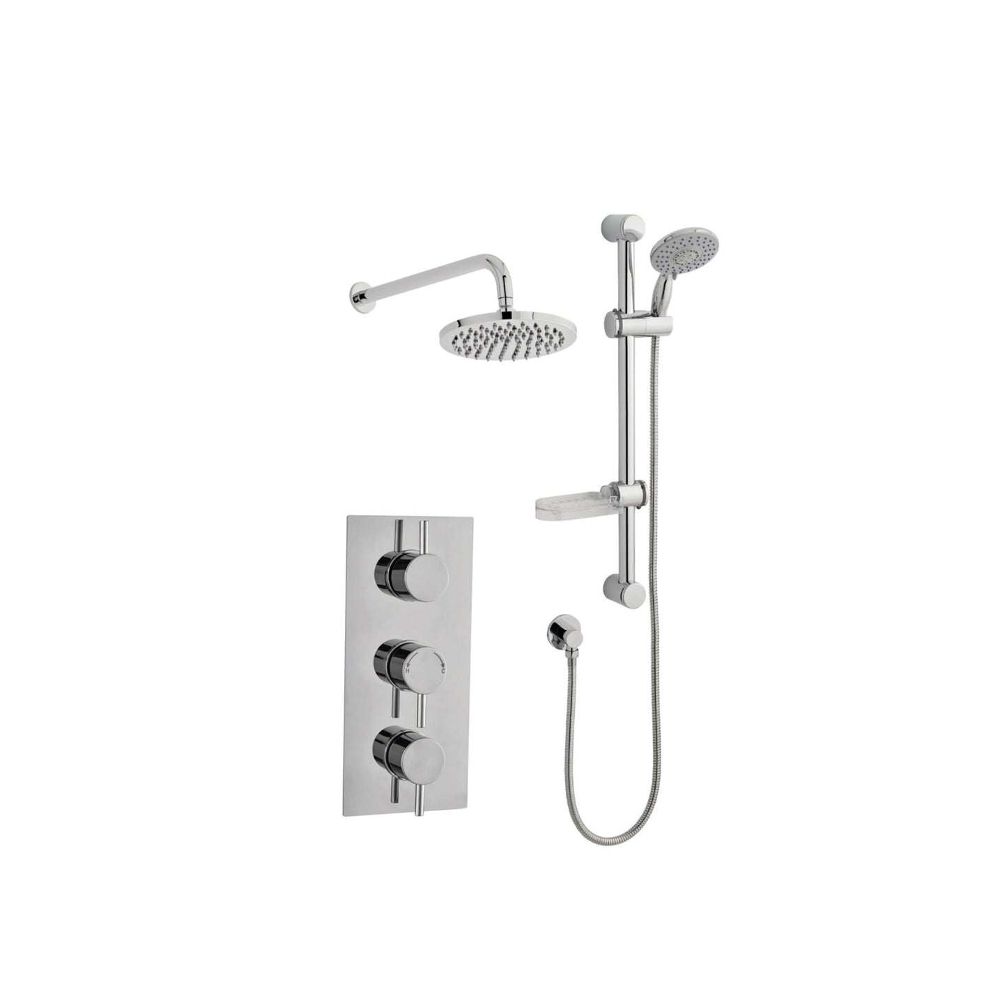 Plan Options 5 Triple Thermostatic Concealed Shower with Adjustable Slide Rail Kit and Overhead Drencher