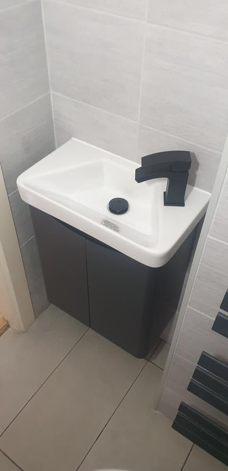 K Vit Arc Matt Graphite 2 Door Cloakroom 500mm Floor Standing Basin/Unit