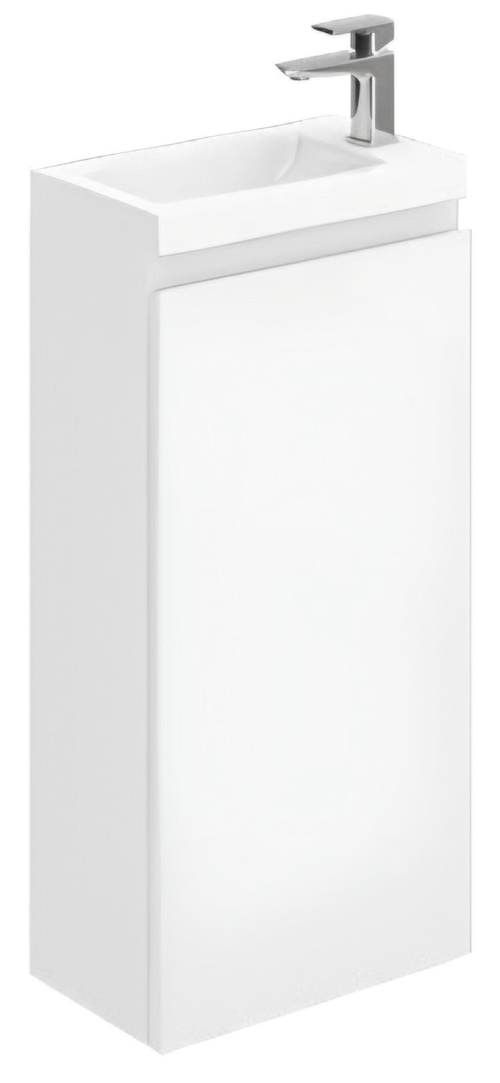 Alan T. Carr Waterproof Furniture Cloakroom Floor Unit & Basin White Gloss