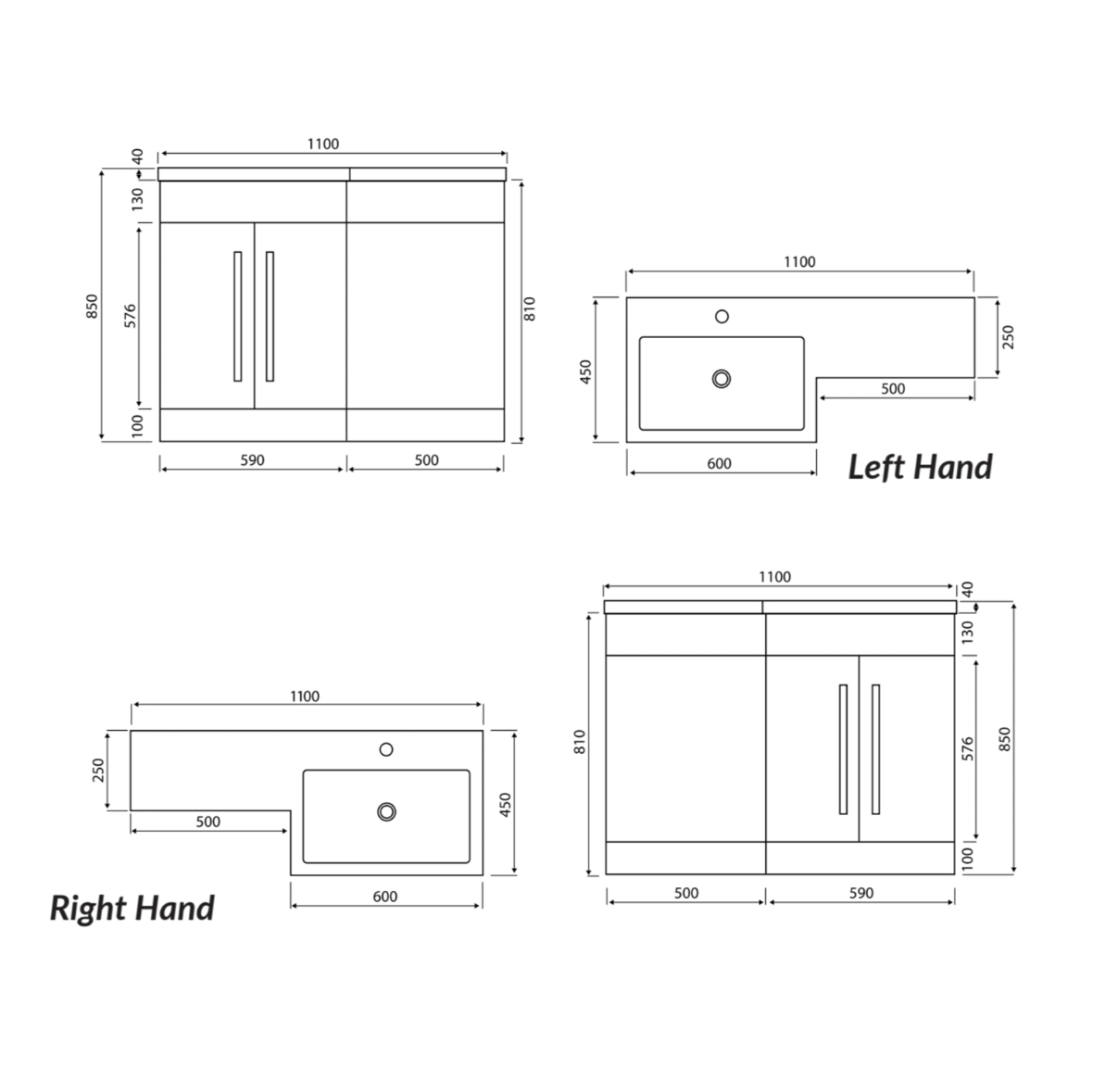 Scudo Lili 1100mm L Shape Combination Furniture Pack. Everything included