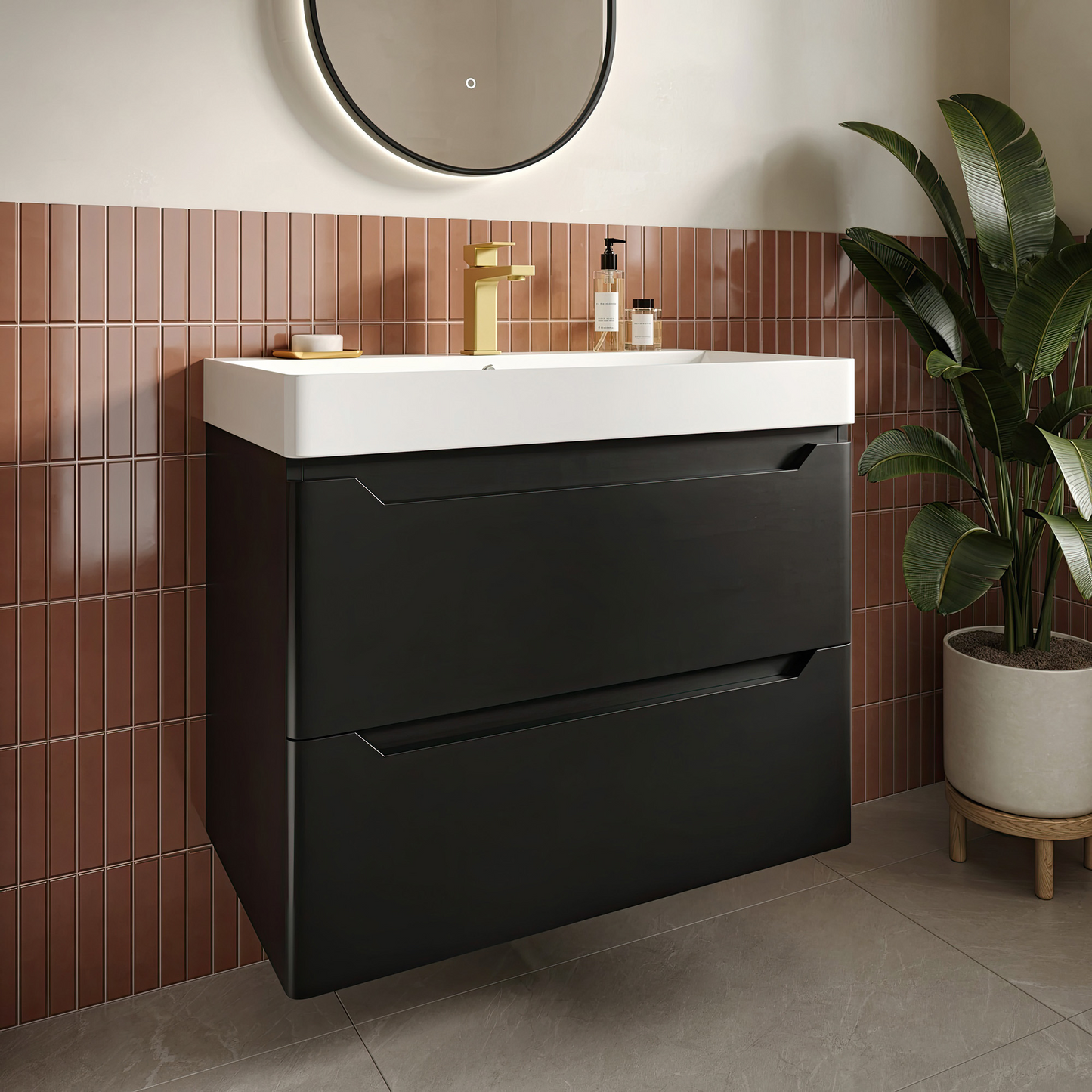 Giavani Sienna Wall Hung 600/800mm Vanity Matt Black