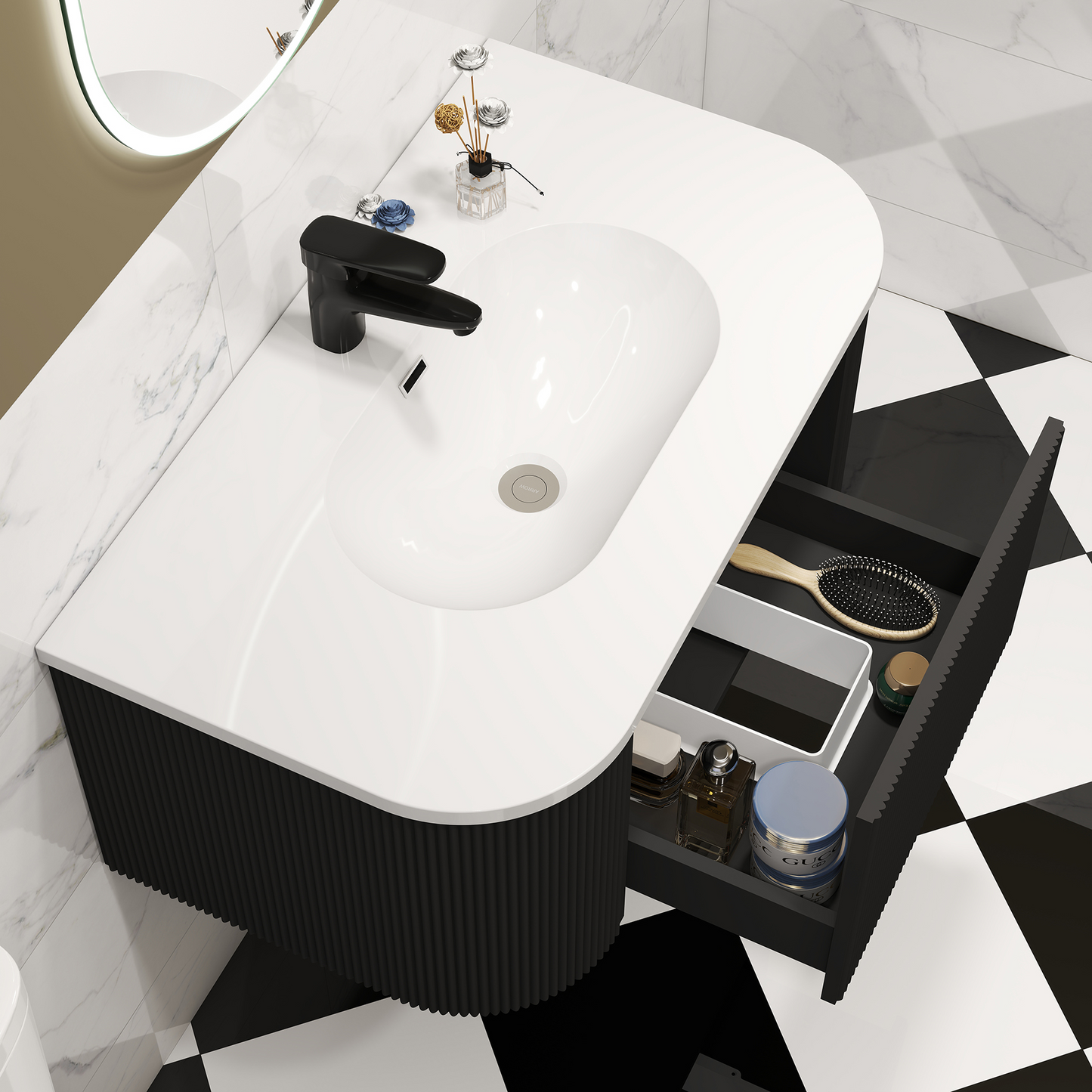 Giavani Como Wall Hung 600/800mm Vanity Matt Black