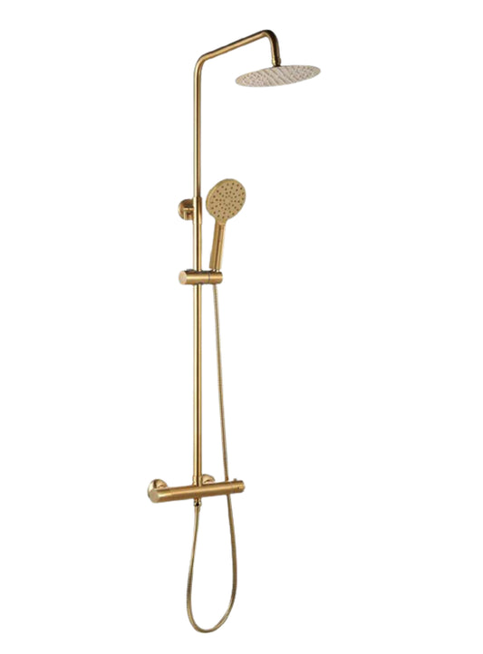 Soho Round Twin Brushed Brass Shower