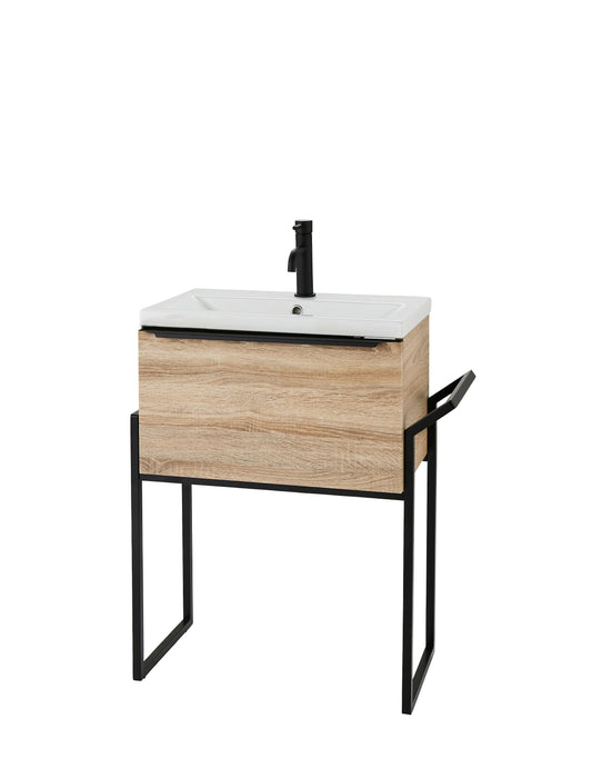 Kore Sonoma Oak Framed Wall Mounted Drawer/Basin Unit, 600mm, 800mm