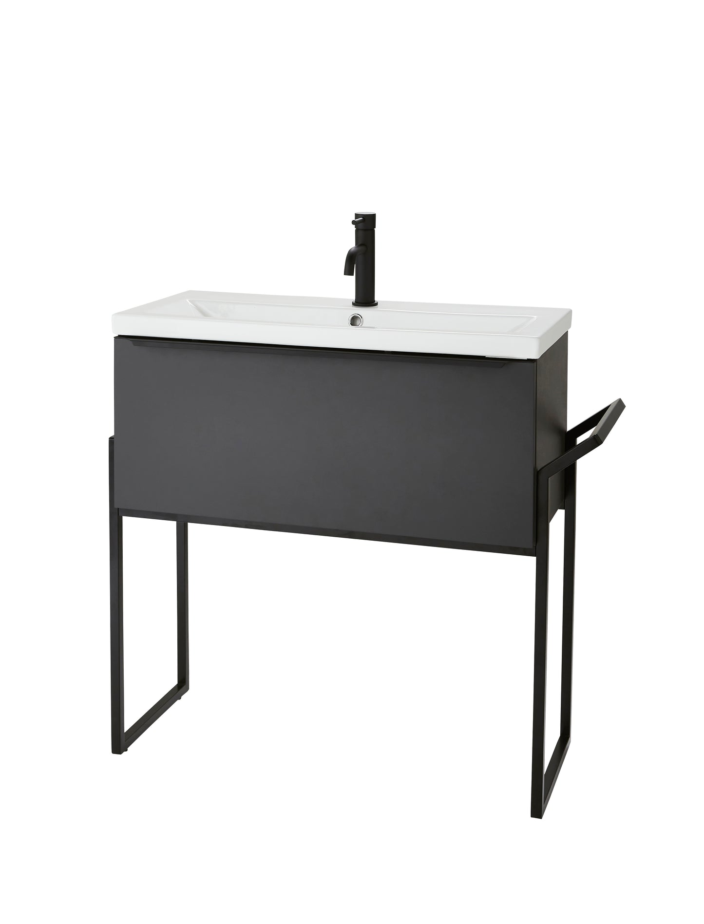Kore Sonoma Framed Wall Mounted Drawer/Basin Unit Matt Dark Grey 500mm, 600mm, 800mm