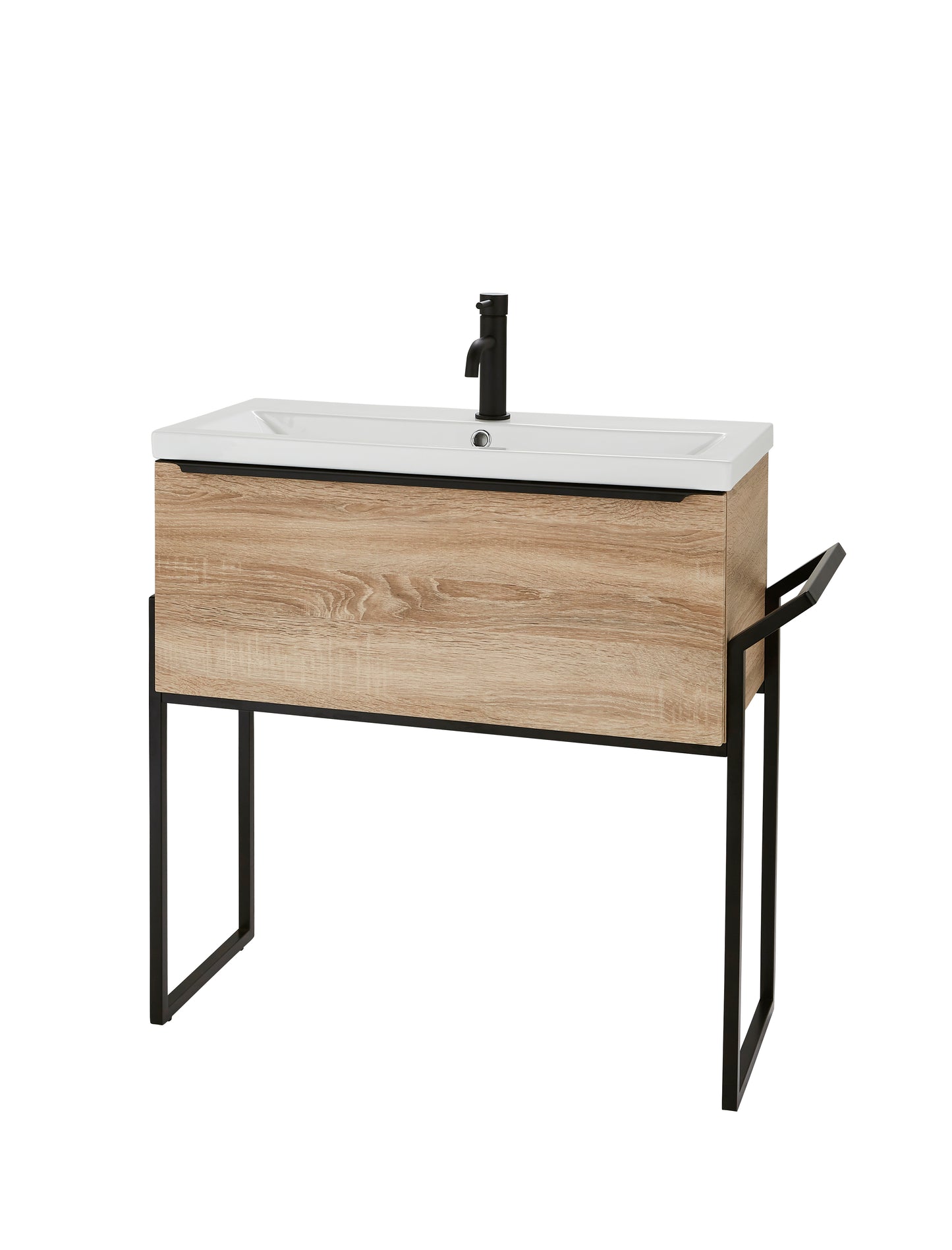 Kore Sonoma Oak Framed Wall Mounted Drawer/Basin Unit, 600mm, 800mm