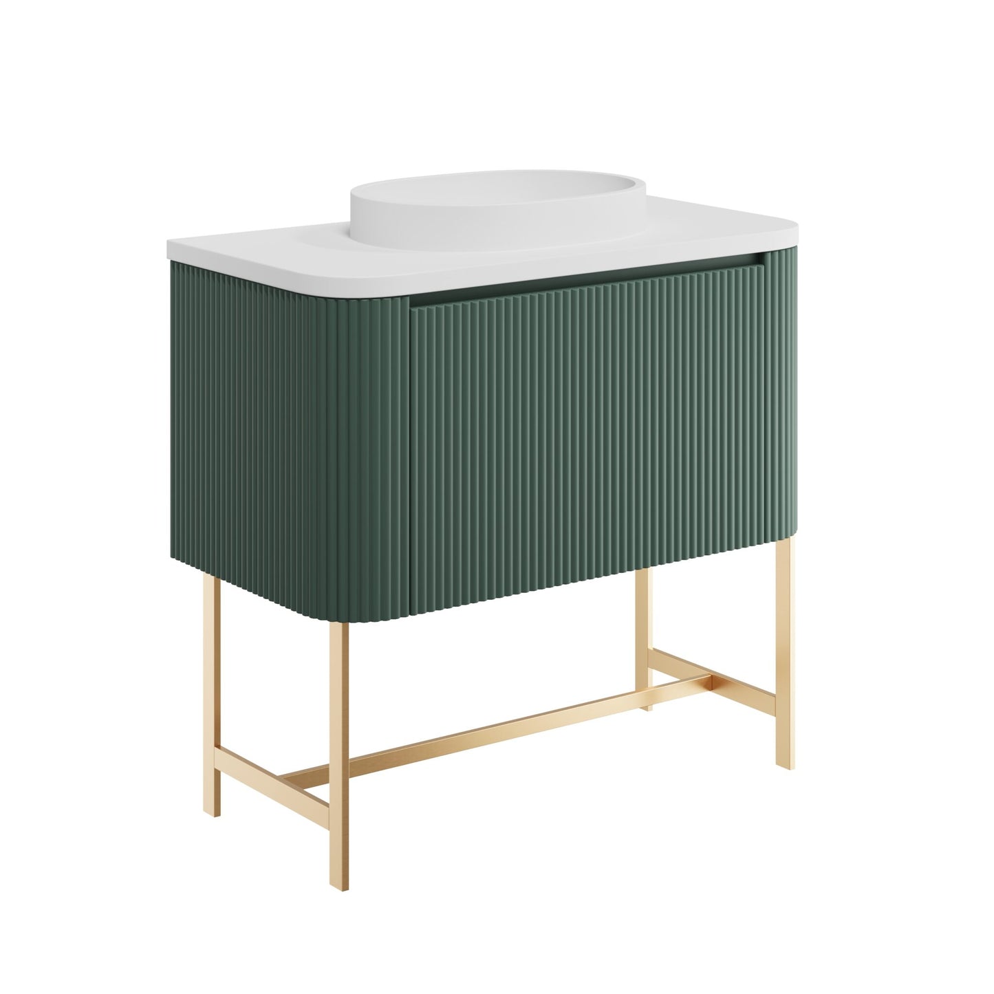 Scudo Linear Curve 600/900 Floor Standing Cabinet, Countertop Basin & Frame