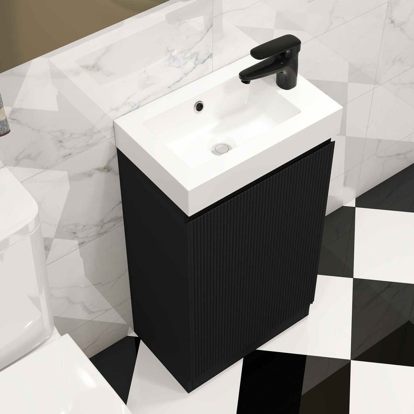 Giavani Como Floor Standing 450mm Cloakroom vanity Unit & Basin Matt Black