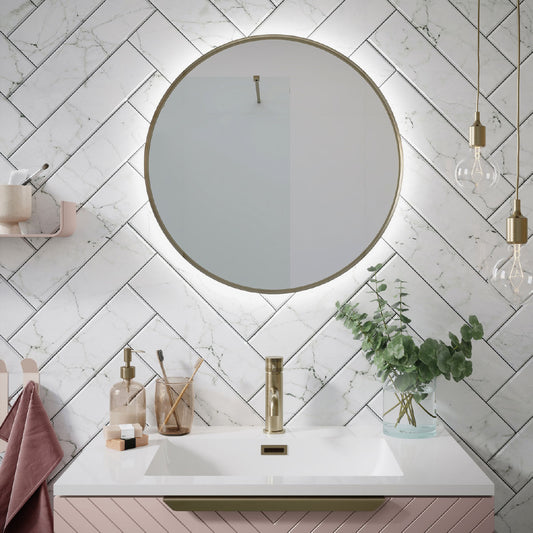 Scudo Macie LED Mirror Brushed Brass 600 x 600