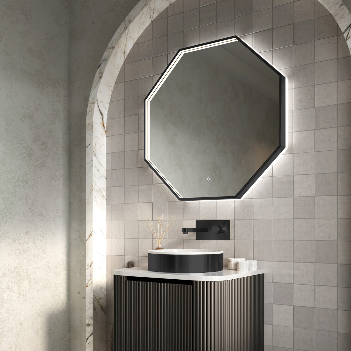 Scudo Passa LED Mirror Black. Various Sizes