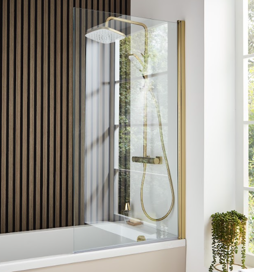 K Vit Brushed Brass Bath Screens