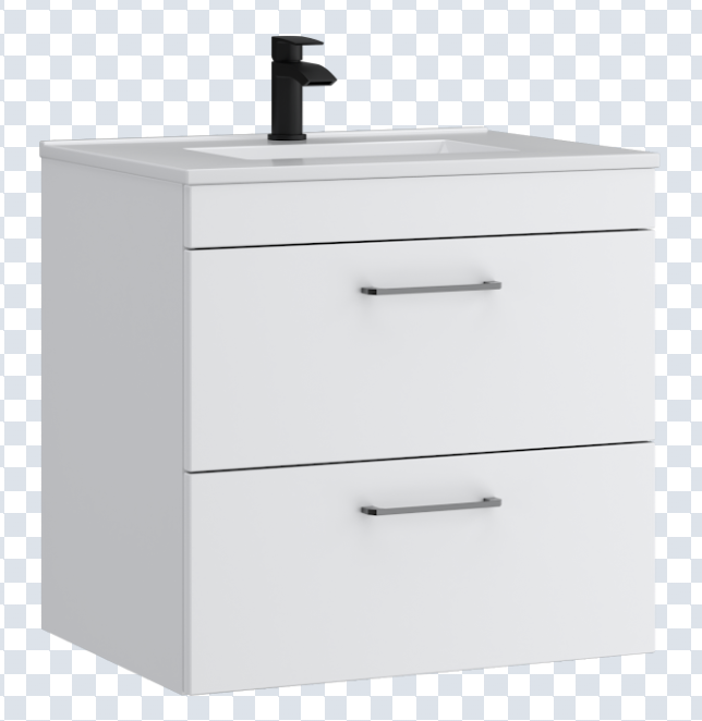 K Vit Dove 600mm 2 Drawer Wall Hung Unit w Ceramic Basin Matt White