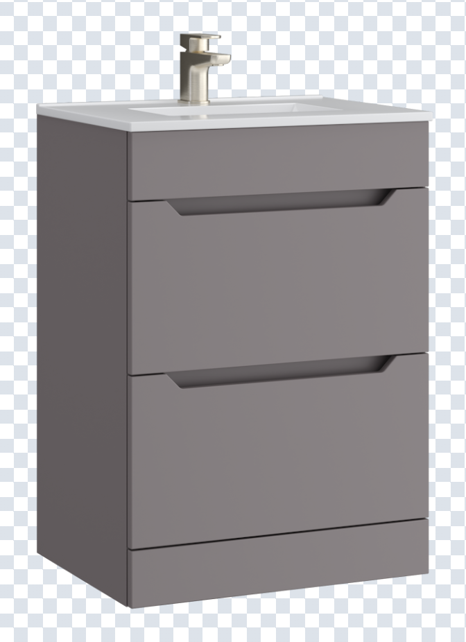 K Vit Urban 600mm Floor Standing 2 Door Unit & Ceramic Basin Slate Grey