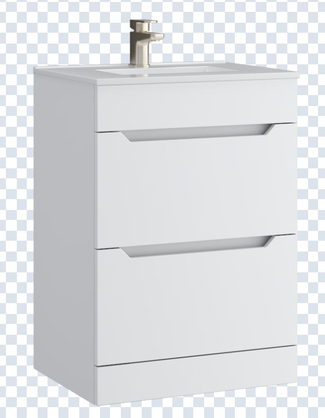 K Vit Urban 600mm Floor Standing 2 Door Unit & Ceramic Basin Matt White