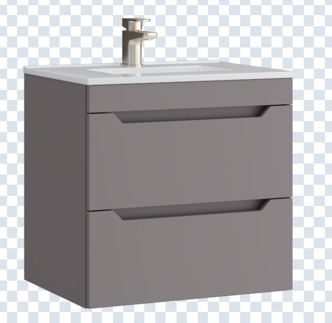 K Vit Urban 600mm Wall Mounted 2 Door Unit & Ceramic Basin Slate Grey