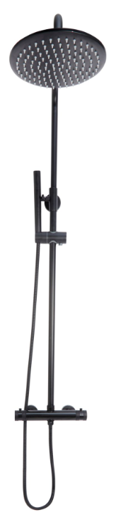 Scudo Core Black Round Rigid Riser Bar Showers