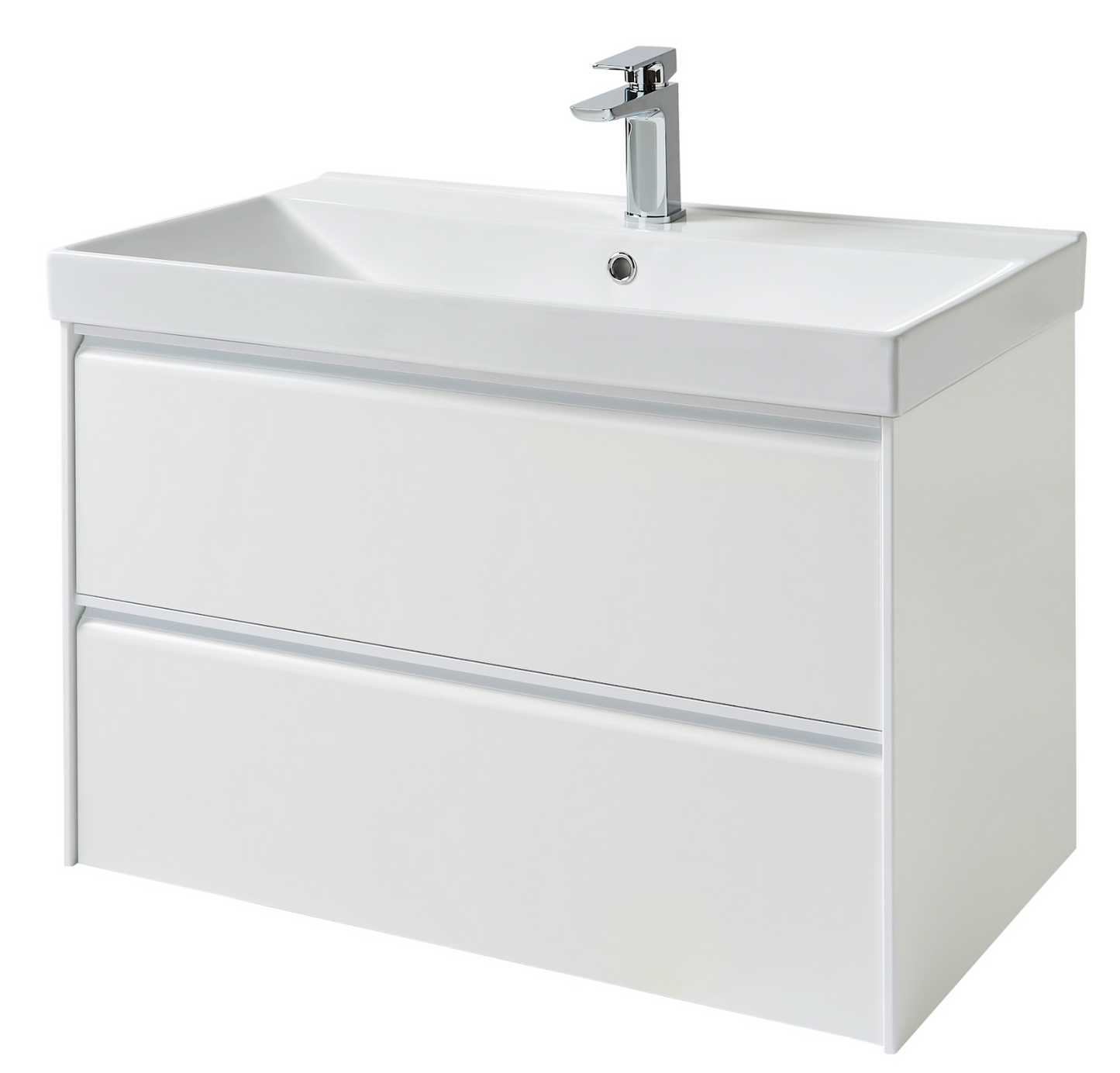 K Vit Moon 500/600/800mm 2 Drawer Wall Hung & ceramic Basin Matt White