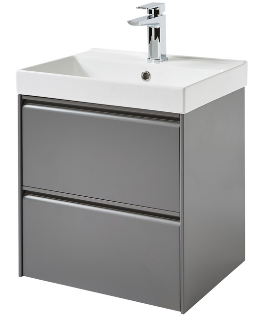 K Vit Moon 500/600/800mm 2 Drawer Wall Hung Matt Grey