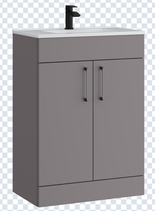 K Vit Dove 500/600mm Floor Standing slimline 2 Door Unit & Ceramic Basin Slate Grey