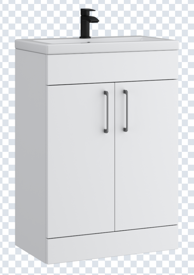 K Vit Dove 500/600mm Floor Standing Slimline 2 Door Unit & Ceramic Basin Matt White