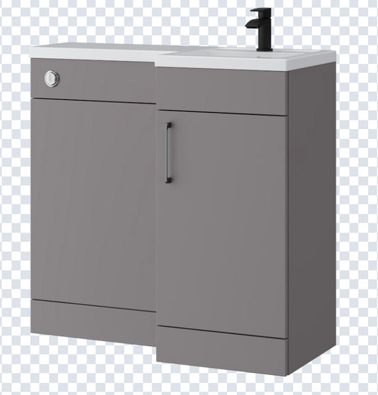 K Vit Dove 900/1100mm L-Shaped Door Unit Furniture Pack Cistern Included Slate Grey