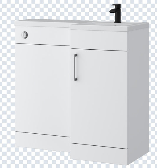 K Vit Dove 900/1100mm L-Shaped Door Unit Furniture Pack Cistern Included Matt White