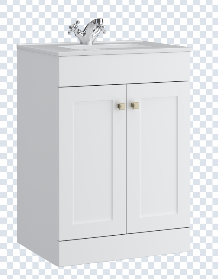 K Vit Sanctuary 500/600mm Floor Standing 2 Door Unit & Ceramic Basin Matt White