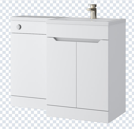 K Vit Urban 1100mm L-Shaped Door Unit Furniture Pack Cistern Included Matt White