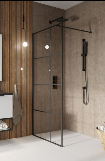 Scudo Forte Wetrooms Black Grid Panel