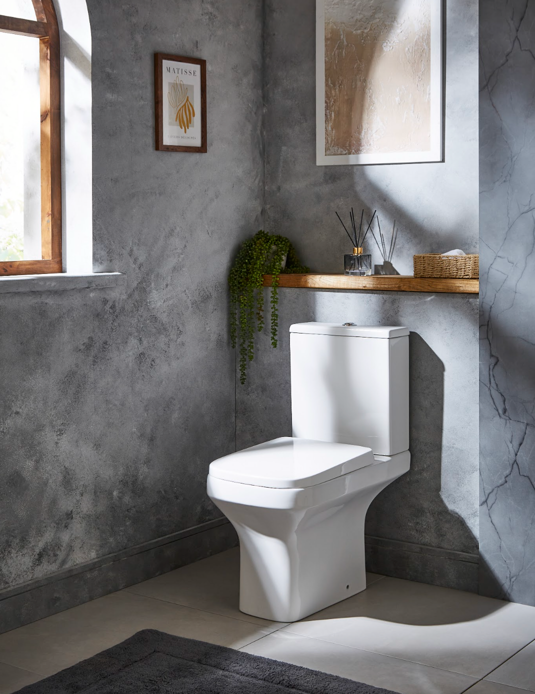 K Vit Ozone Square Rimless C/C Pan, Cistern & Seat