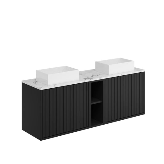 Scudo Alfie 1400 Cabinet Including Open Storage, Countertop & Basin