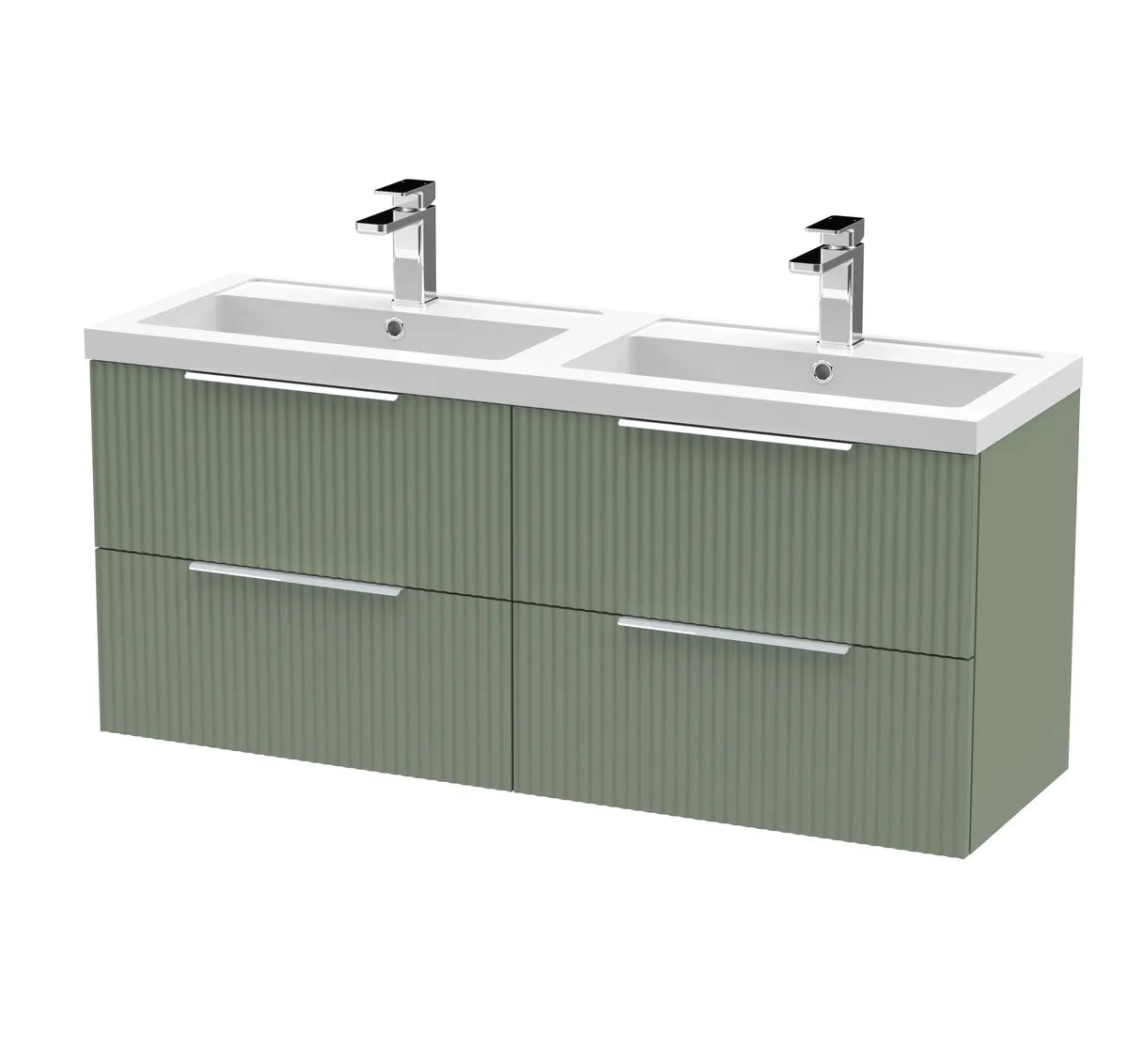 Fluted 1200mm 2/4 Drawer Wall Hung Twin Vanity