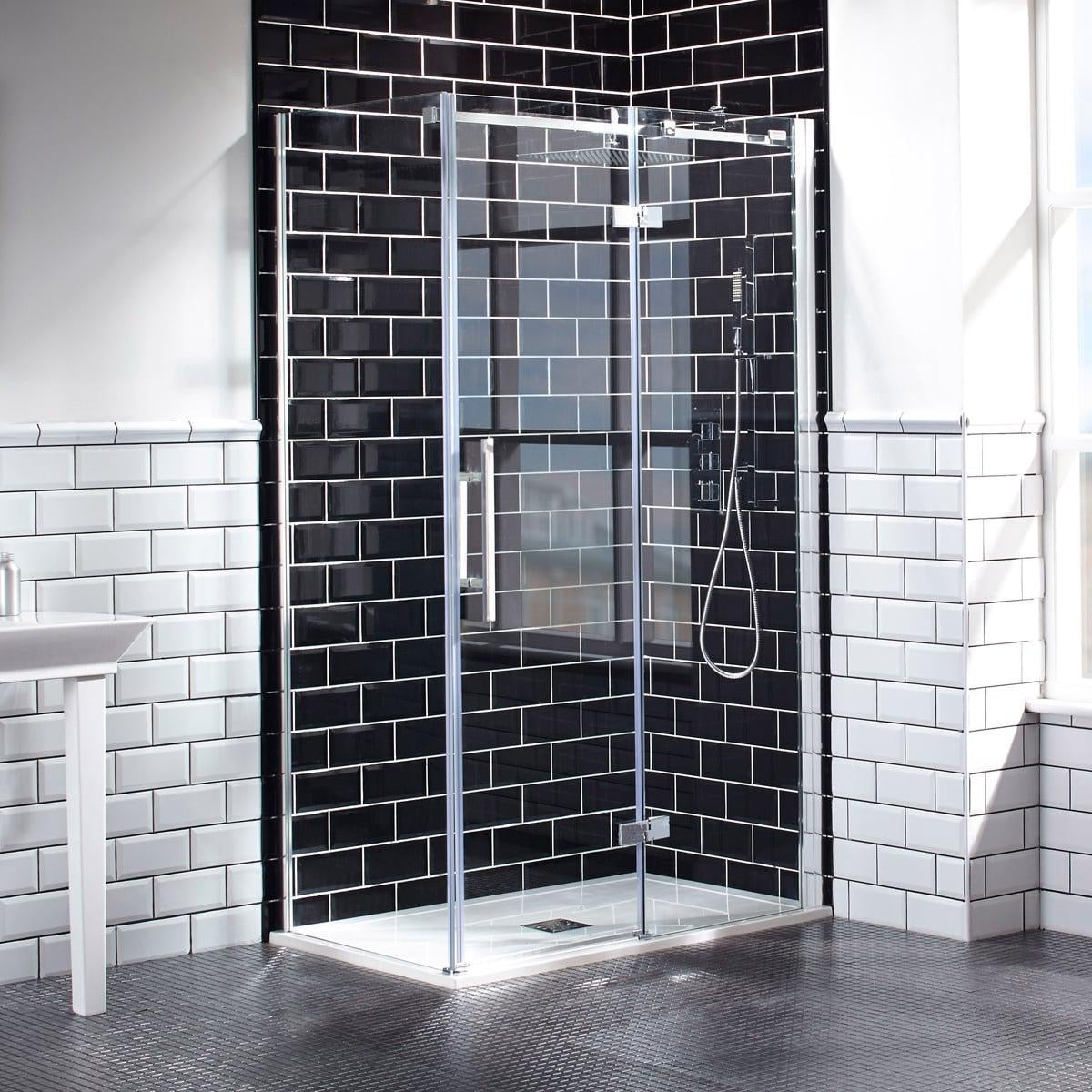 Aquaglass+ Elegance Hinged Inline Enclosure including side panel. 8mm