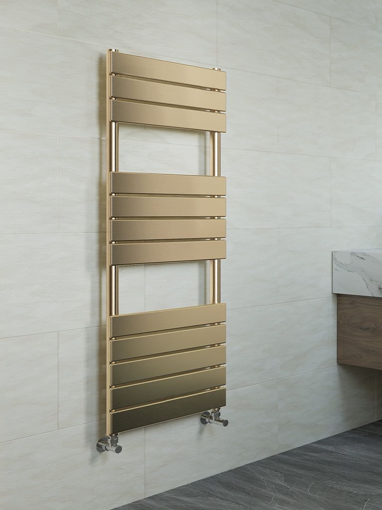 Giavani Nova Brushed Brass Heated Towel Rail 1200 x 500