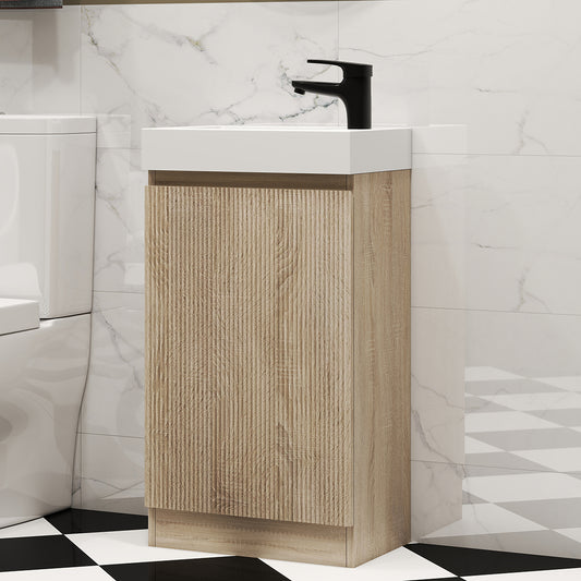 Giavani Como Floor Standing 450mm Cloakroom vanity Unit & Basin Natural Oak
