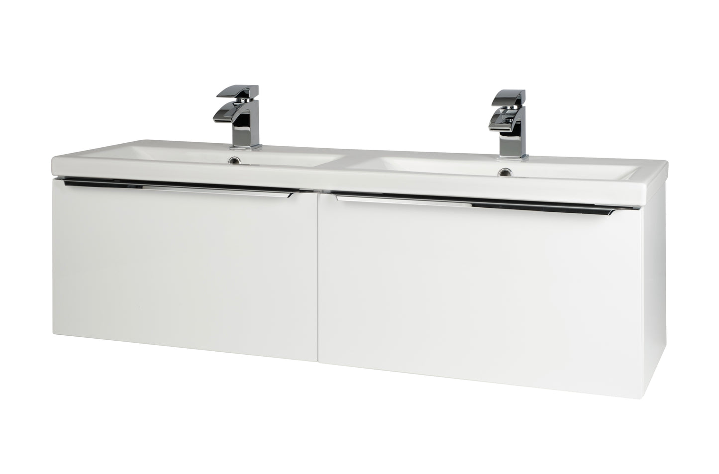 Kore Gloss White Wall Mounted Drawer/Twin Basin Unit 1200mm