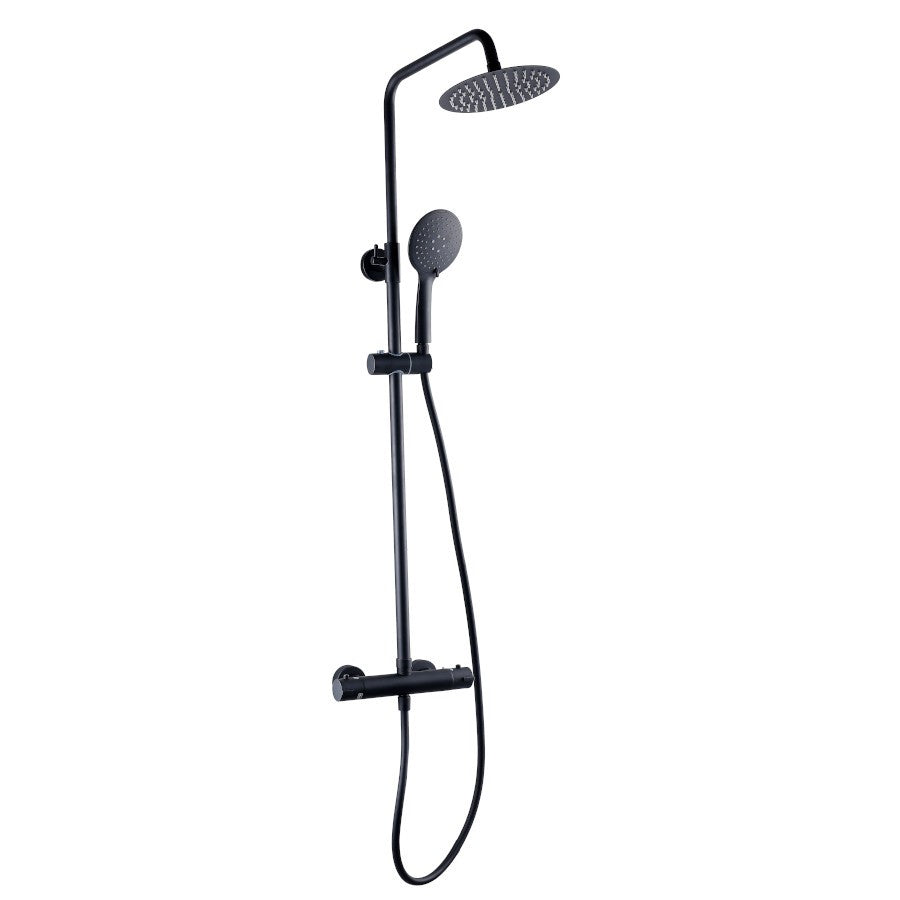Scudo Middleton Black Round Option 1 Thermostatic Exposed Bar Shower with Ultra Slim Overhead Drencher and Sliding Handset (Copy)