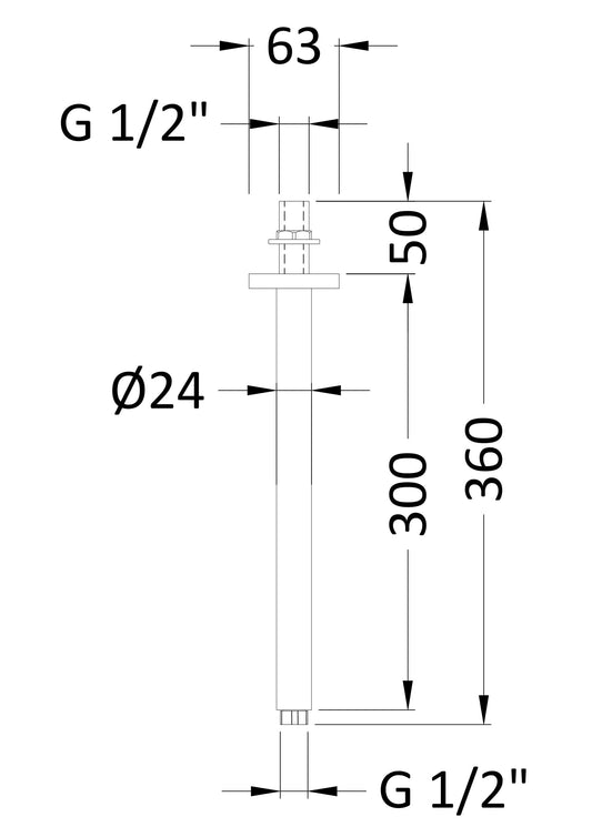 Round Ceiling Arm 300mm