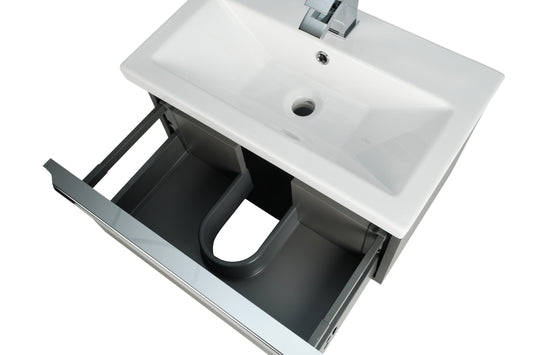 Kore Matt Dark Grey Wall Mounted Drawer/Twin Basin Unit 1200mm