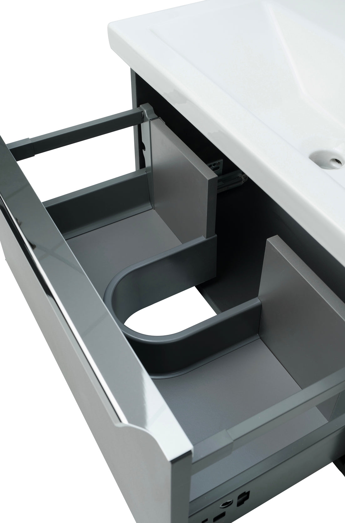 Kore Matt Dark Grey Wall Mounted Drawer/Twin Basin Unit 1200mm